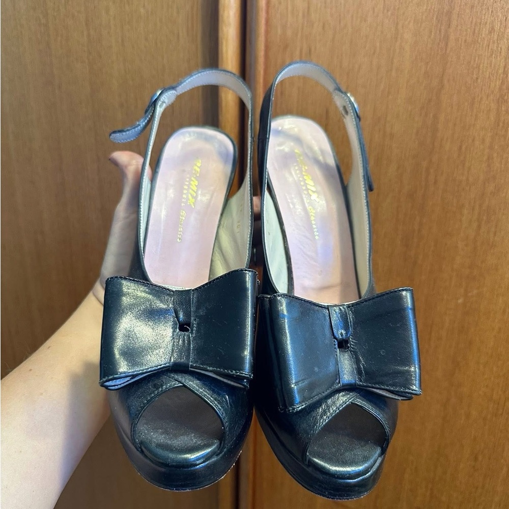 Black ReMix “Rita” Peep-Toe Slingback Heels shoe rockabilly - Picture 8 of 8